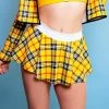 The Sugarpuss Collection Plaid Highwaist Mini Skirt In Yellow Modern Plaids