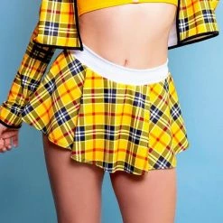 The Sugarpuss Collection Plaid Highwaist Mini Skirt In Yellow Modern Plaids