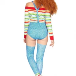 Leg Avenue Costumes KILLER DOLL COSTUME, Long Sleeve Stripe Top, Pin-Up Overalls Suit, Doll Cosplay Costume