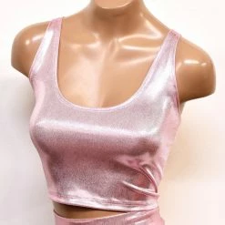 The Sugarpuss Collection Hologram Crop Tank In Baby Pink