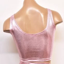 The Sugarpuss Collection Hologram Crop Tank In Baby Pink