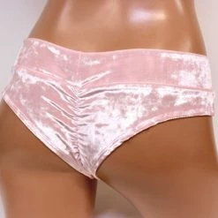 The Sugarpuss Collection Crushed Velvet Low Rise Cheeky Bottoms In Baby Pink Pastel Cupcake