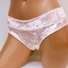 The Sugarpuss Collection Crushed Velvet Low Rise Cheeky Bottoms In Baby Pink Pastel Cupcake