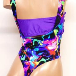 The Sugarpuss Collection Suspender Swimsuit With Thongback In Splatter Print