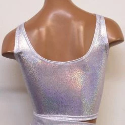 The Sugarpuss Collection Rollergirls And Disco Babes Hologram Crop Tank In White