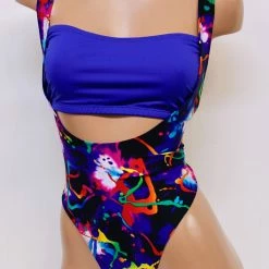The Sugarpuss Collection Suspender Swimsuit With Thongback In Splatter Print 10 The Sugarpuss Collection Suspender Swimsuit With Thongback In Splatter Print