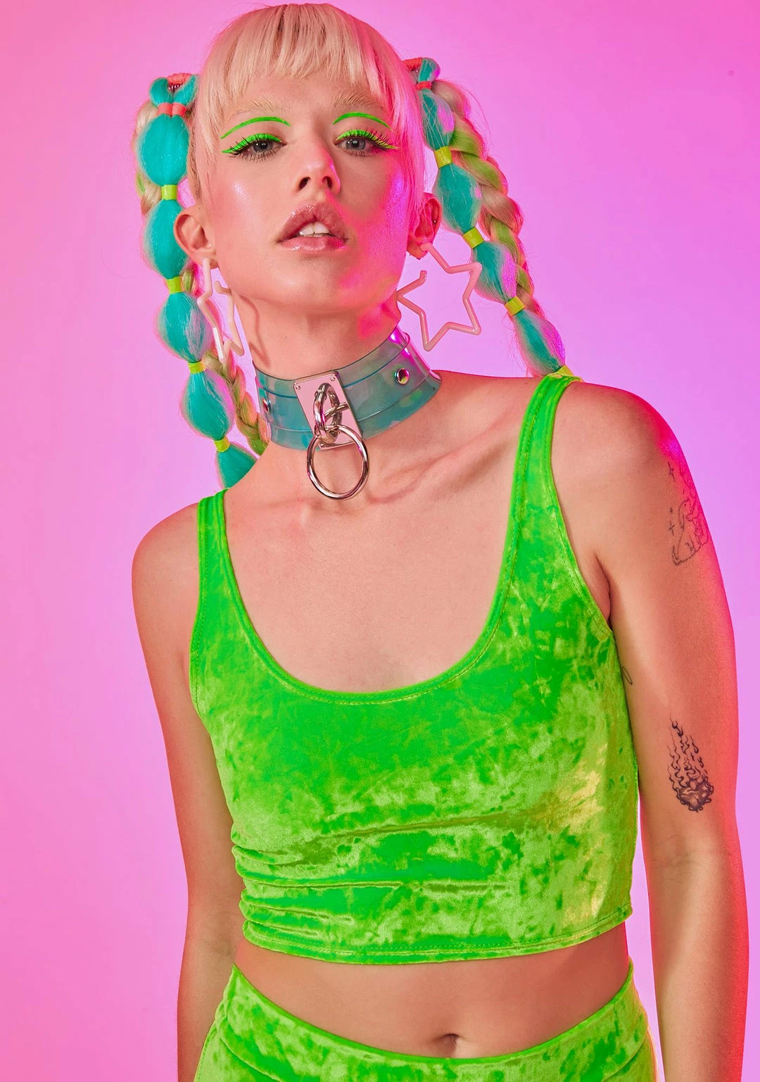 The Sugarpuss Collection Neon Crushed Velvet Crop Tank In Green Neons! 1 The Sugarpuss Collection Neon Crushed Velvet Crop Tank In Green Neons!