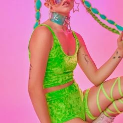 The Sugarpuss Collection Neon Crushed Velvet Crop Tank In Green Neons! 8 The Sugarpuss Collection Neon Crushed Velvet Crop Tank In Green Neons!