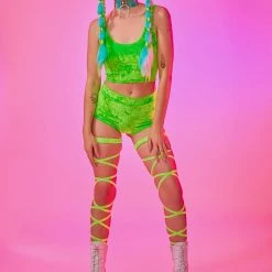 The Sugarpuss Collection Neon Crushed Velvet Crop Tank In Green Neons! 9 The Sugarpuss Collection Neon Crushed Velvet Crop Tank In Green Neons!