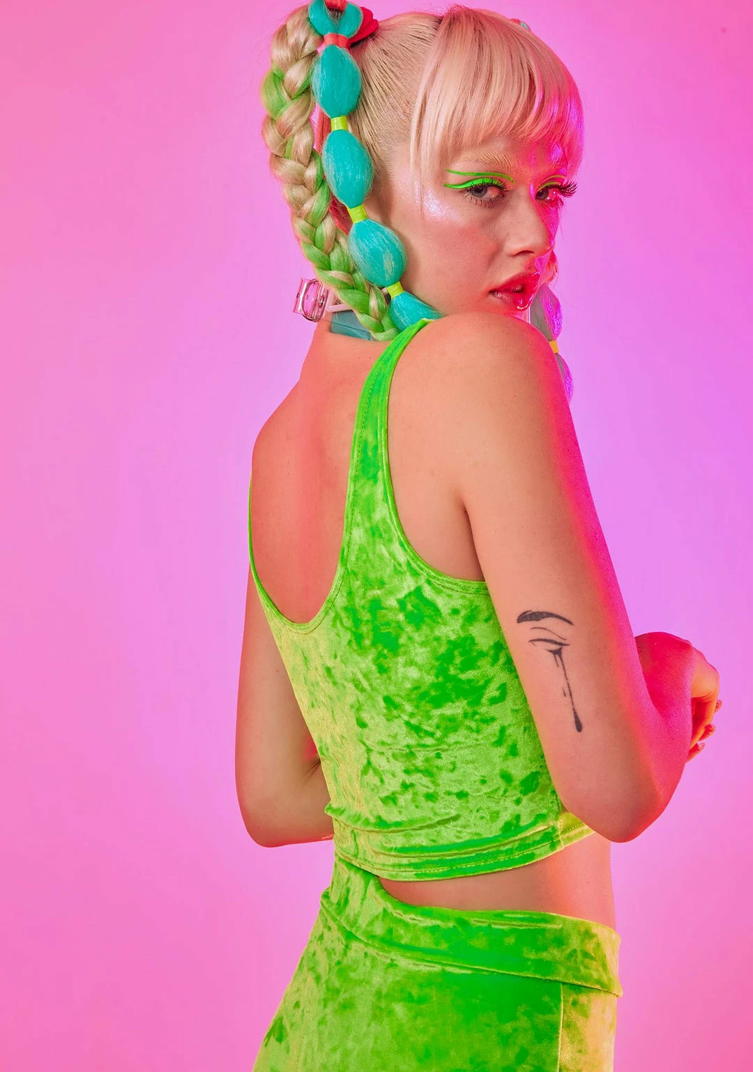 The Sugarpuss Collection Neon Crushed Velvet Crop Tank In Green Neons! 2 The Sugarpuss Collection Neon Crushed Velvet Crop Tank In Green Neons!