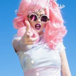 The Sugarpuss Collection Hologram Peplum Top In Baby Pink Hologram Has Landed