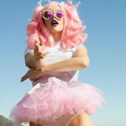 The Sugarpuss Collection Hologram Peplum Top In Baby Pink Hologram Has Landed