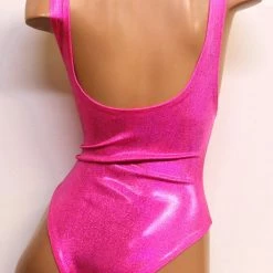 The Sugarpuss Collection Hologram One Piece Suspender Suit With Rioback In Neon Pink See Ya At The Festie!