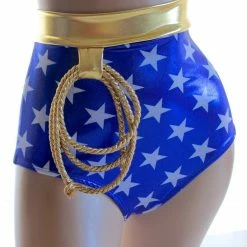 The Sugarpuss Collection Costumes Star Superheroine Original Cut Briefs In Metallic Stars