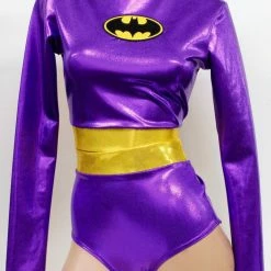 The Sugarpuss Collection Purple Bat Hero Costume Set With Long Sleeve Top And Highwaist Bottoms Costumes