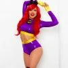 The Sugarpuss Collection Purple Bat Hero Costume Set With Long Sleeve Top And Highwaist Bottoms Costumes