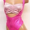 The Sugarpuss Collection Hologram Suspender Thongback Suit In Neon Pink