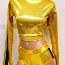 The Sugarpuss Collection Costumes Killer Assassin Long Sleeve Crop Top