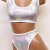 The Sugarpuss Collection See Ya At The Festie! Hologram Highcut Tank Bikini In Iridescent