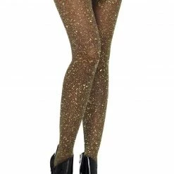 Leg Avenue Glitter Shimmer Tights In Black And Gold