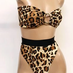 The Sugarpuss Collection Jungle Fever Leopard Highcut Thongback Bikini And Ring Bandeau