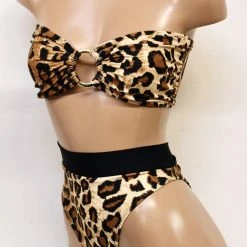 The Sugarpuss Collection Jungle Fever Leopard Highcut Thongback Bikini And Ring Bandeau