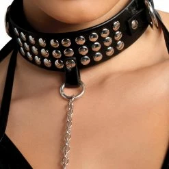 Leg Avenue Costumes Studded Collar With Chain In Black