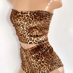 The Sugarpuss Collection Plush Velvet Tube Top In Mini Tan Leopard