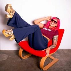 The Sugarpuss Collection Highwaist Bell Bottoms In Navy