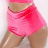 The Sugarpuss Collection Plush Velvet Highwaist Cheeky Shorts In Neon Pink