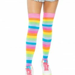 Leg Avenue Neon Rainbow Stripe Over The Knee Socks