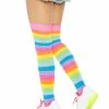 Leg Avenue Neon Rainbow Stripe Over The Knee Socks