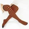 Leg Avenue Sock Obsession Opaque Thigh High Stockings In Black And Orange Stripe