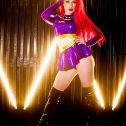 The Sugarpuss Collection Purple Bat Hero Costume Set With Long Sleeve Top And Mini Skirt Costumes