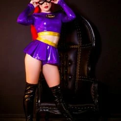 The Sugarpuss Collection Purple Bat Hero Costume Set With Long Sleeve Top And Mini Skirt Costumes