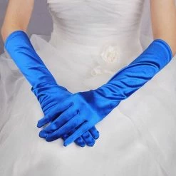Leg Avenue Accessories Blue Satin Elbow Length Gloves