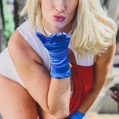 Leg Avenue Accessories Blue Satin Elbow Length Gloves