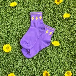 The Sugarpuss Collection Purple Lightning Ankle Socks Rollergirls And Disco Babes