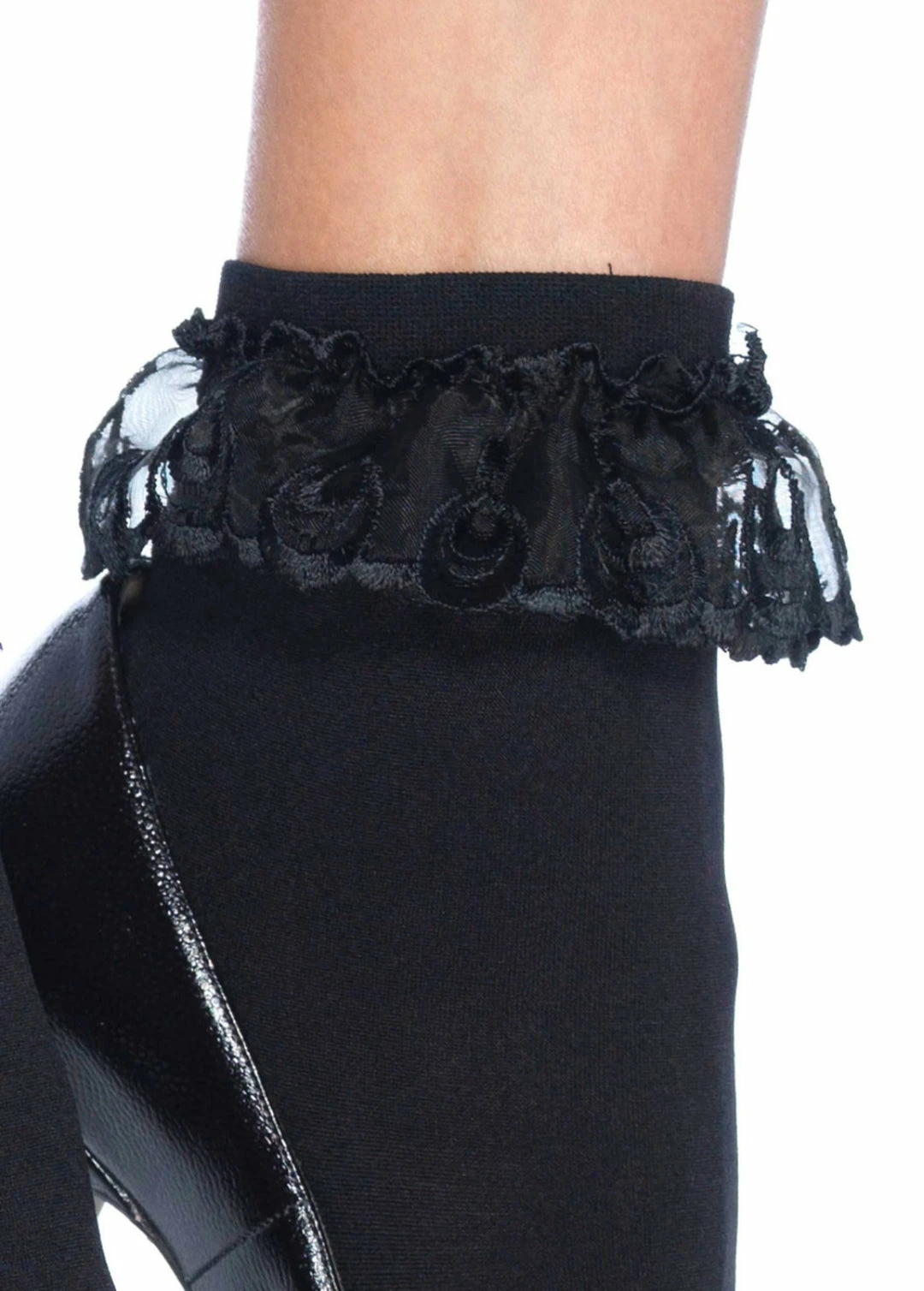 Leg Avenue Ruffle Anklet Socks In Black 2 Leg Avenue Ruffle Anklet Socks In Black