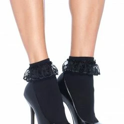 Leg Avenue Ruffle Anklet Socks In Black