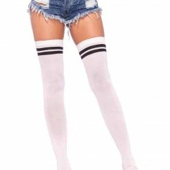 Leg Avenue Sock Obsession Ribbed Athletic Thigh High Socks In White
