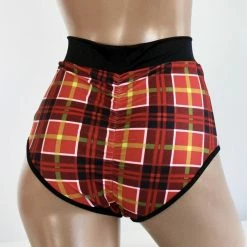 The Sugarpuss Collection Modern Plaids Plaid Highwaist Pin-Up Bottoms In Red