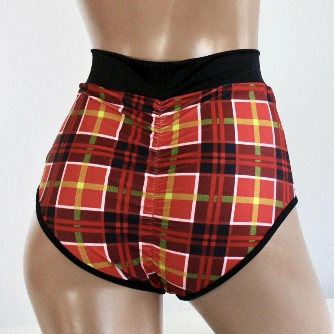 The Sugarpuss Collection Modern Plaids Plaid Highwaist Pin-Up Bottoms In Red 2 The Sugarpuss Collection Modern Plaids Plaid Highwaist Pin-Up Bottoms In Red