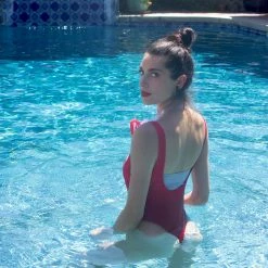 The Sugarpuss Collection Suspender Swimsuit With Thongback In Red