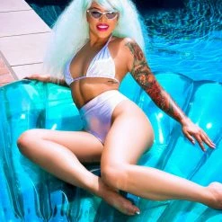 The Sugarpuss Collection Hologram Highcut Triangle Bikini With Scrunchback In White Swimwear