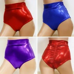 The Sugarpuss Collection Rollergirls And Disco Babes Hologram Highwaist Pin Up Bottoms In Solid Colors