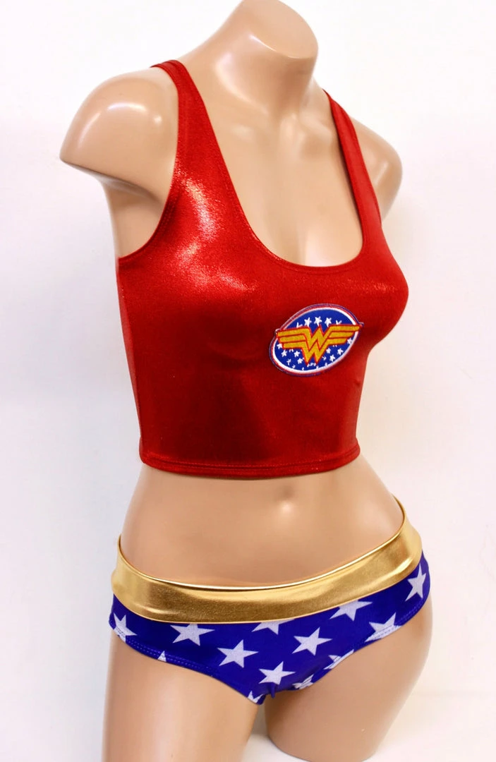 The Sugarpuss Collection Costumes Star Superheroine Crop Tank Set With Lowrise Cheeky Shorts 3 The Sugarpuss Collection Costumes Star Superheroine Crop Tank Set With Lowrise Cheeky Shorts