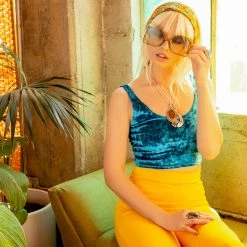 The Sugarpuss Collection Highwaist Bell Bottoms In Yellow 70s Bells & Retro Tops