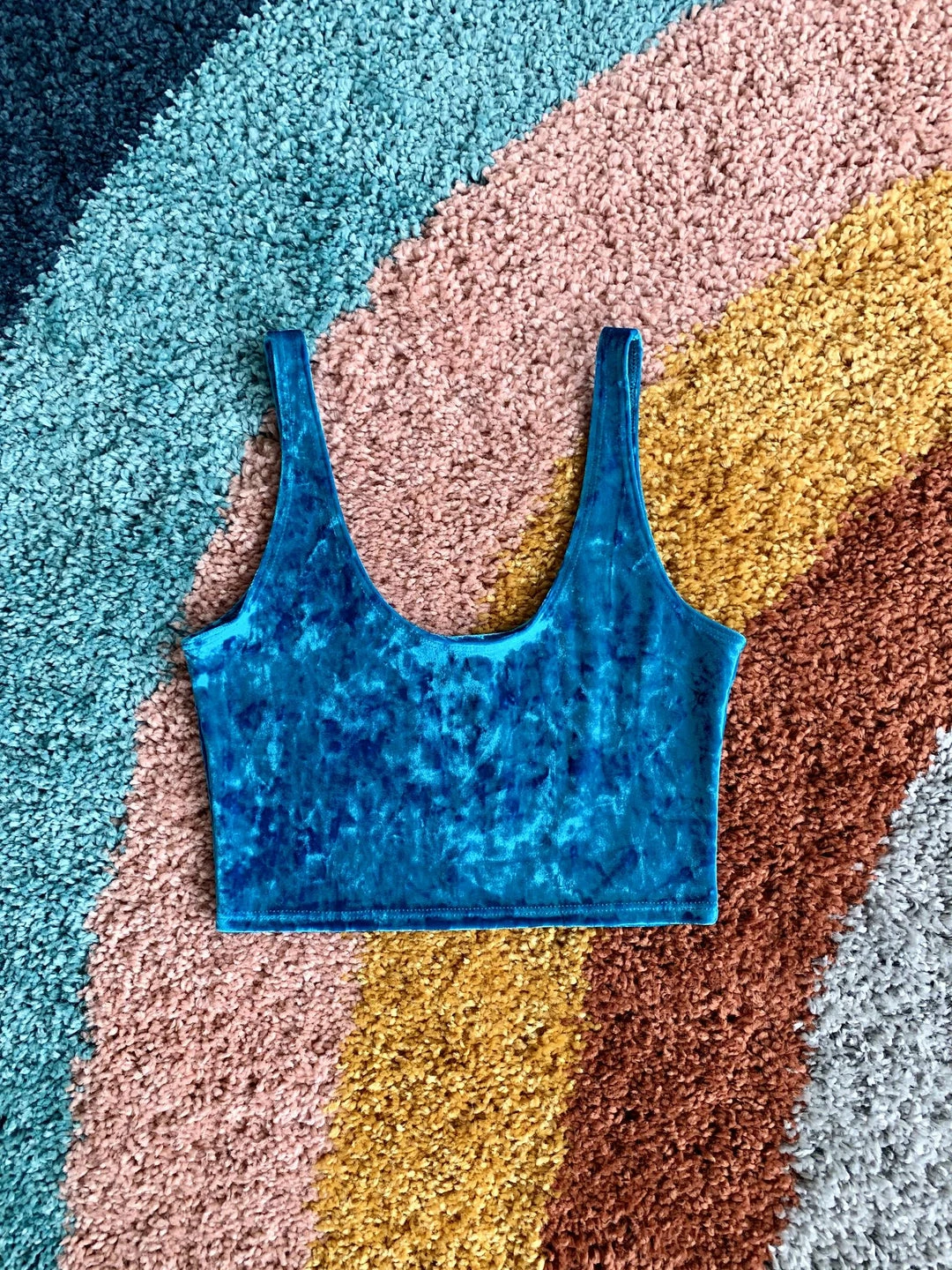 The Sugarpuss Collection Rollergirls And Disco Babes Crushed Velvet Crop Tank In Turquoise 6 The Sugarpuss Collection Rollergirls And Disco Babes Crushed Velvet Crop Tank In Turquoise