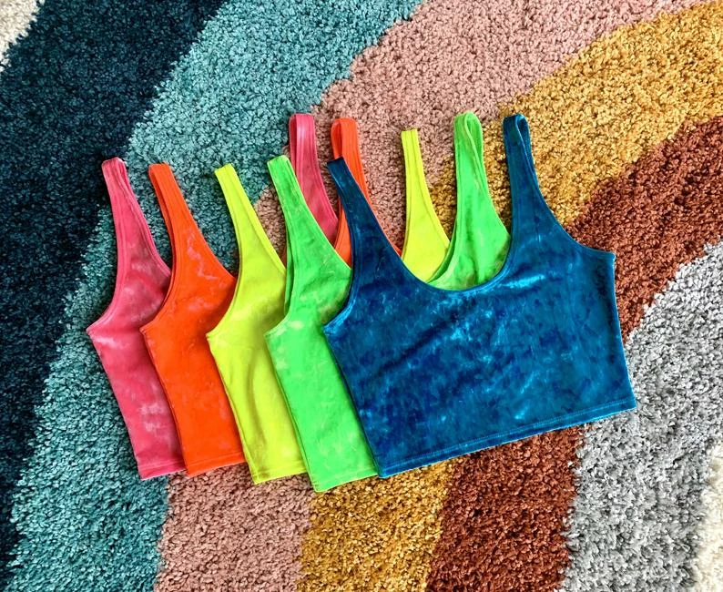 The Sugarpuss Collection Rollergirls And Disco Babes Crushed Velvet Crop Tank In Turquoise 7 The Sugarpuss Collection Rollergirls And Disco Babes Crushed Velvet Crop Tank In Turquoise